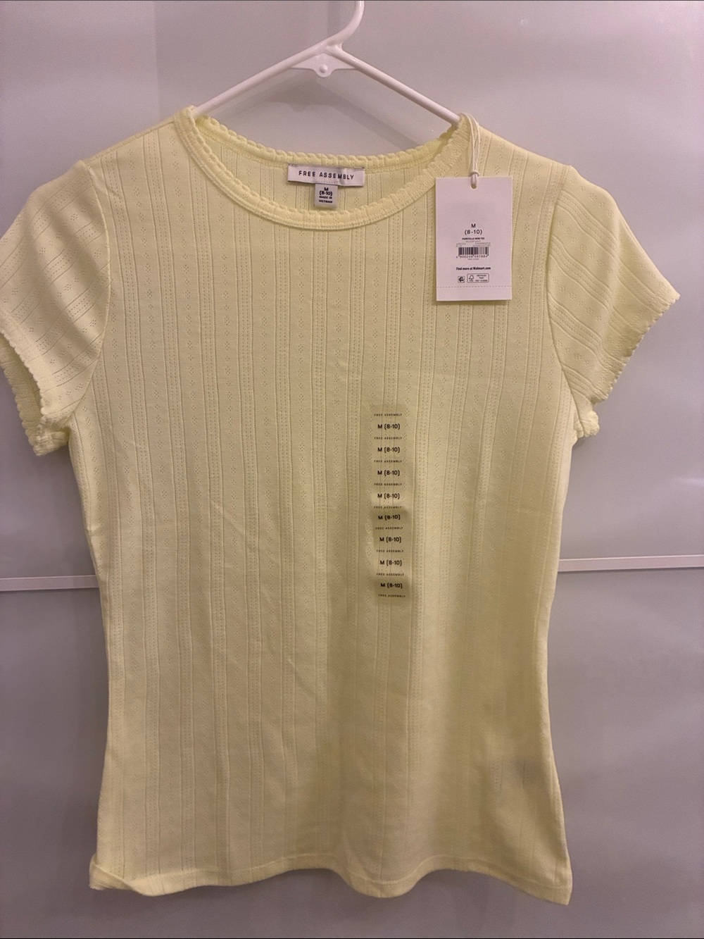 Free Assembly Short Sleeve Ribbed Tee in Pale Yellow